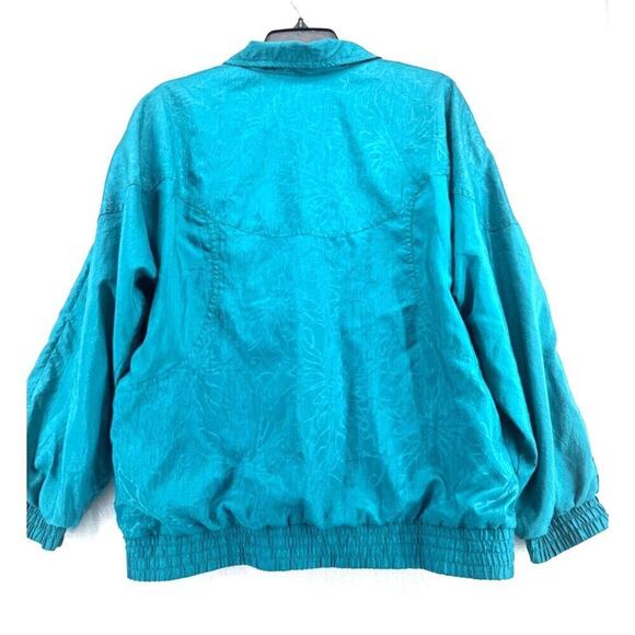 Vintage Lavon Silky Windbreaker Bomber Jacket Teal Quilted Size Medium - Picture 6 of 6